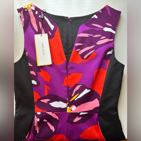 NWT Karen Millen designer floral abstract sleeveless dress size 6 - Picture 3 of 11